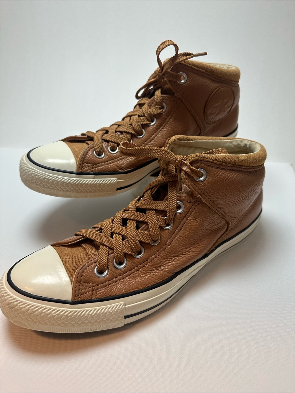 Converse Tan Leather High-Top Sneakers